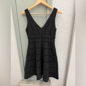 White House Black Market Black Textured Mini Dress